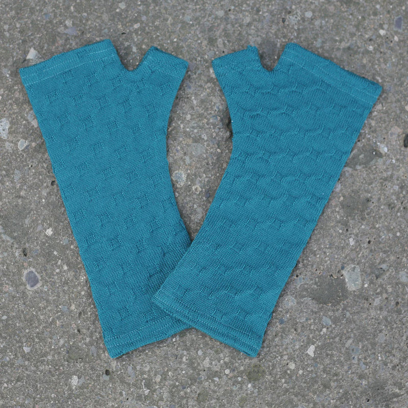 Kate Watts Merino Gloves - Teal Textured