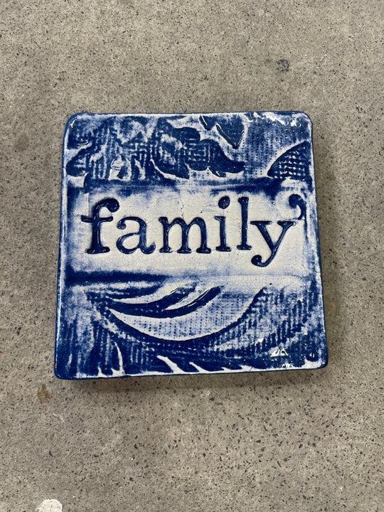 Family Blue Square Tile