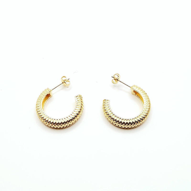 Gold Textured Hoops