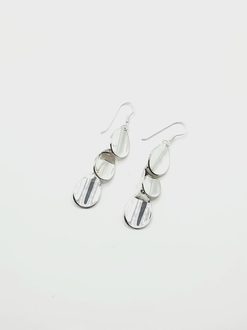 Sterling Silver 3  Drops Earrings