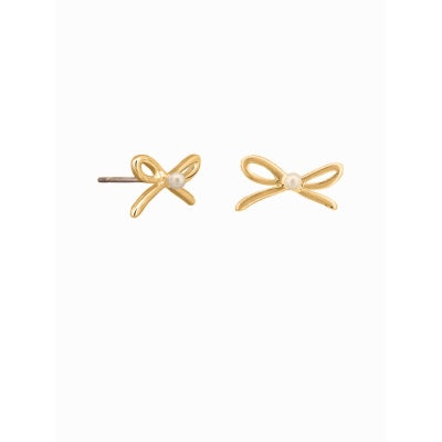 Gold Penny Bow and Pearl Studs