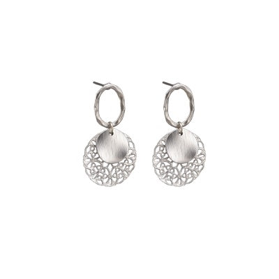 Silver Filigree and Disc Earrings