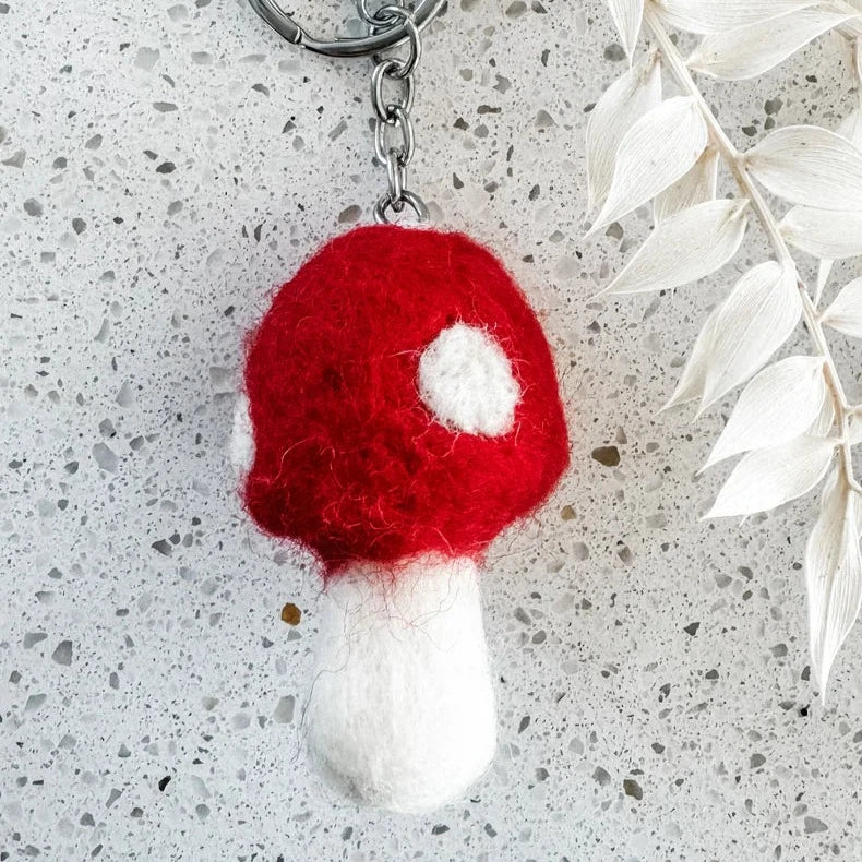 Felt Mushroom Keyring