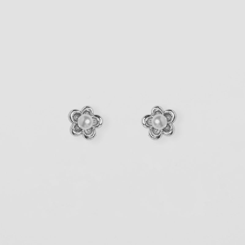 Pearl Daisy Earrings - Silver