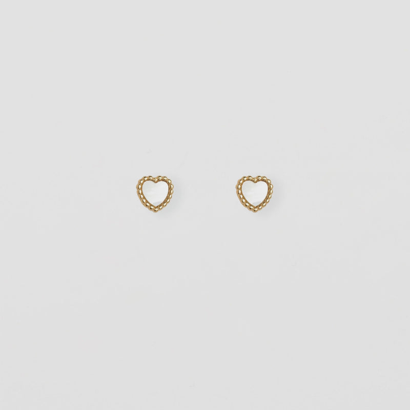 Mop Heart Earrings - Gold