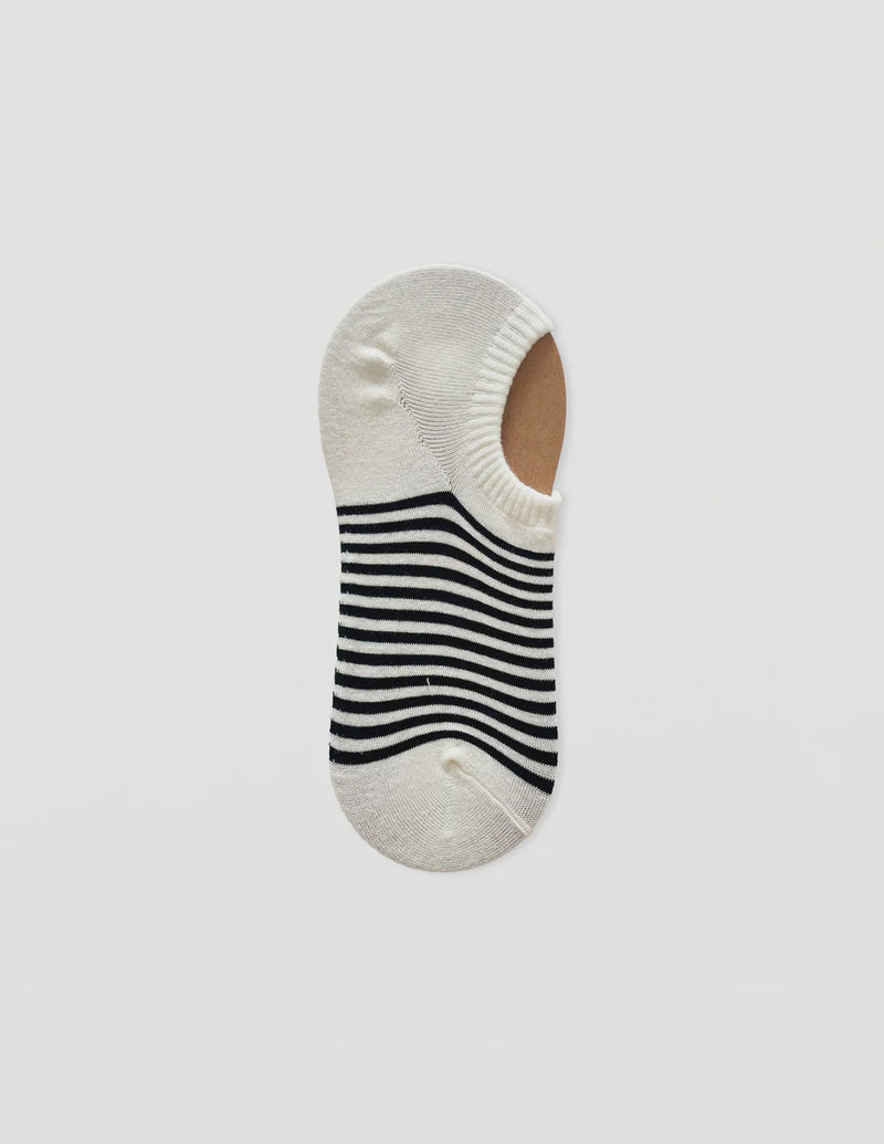 S + G no show socks - Black/White stripes