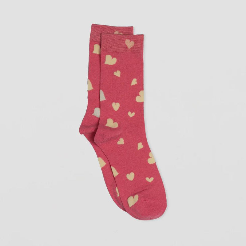 S + G Socks - Pink with Cream Hearts