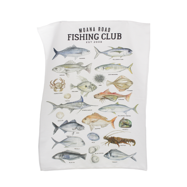 Moana Road Fishing Club Tea Towel