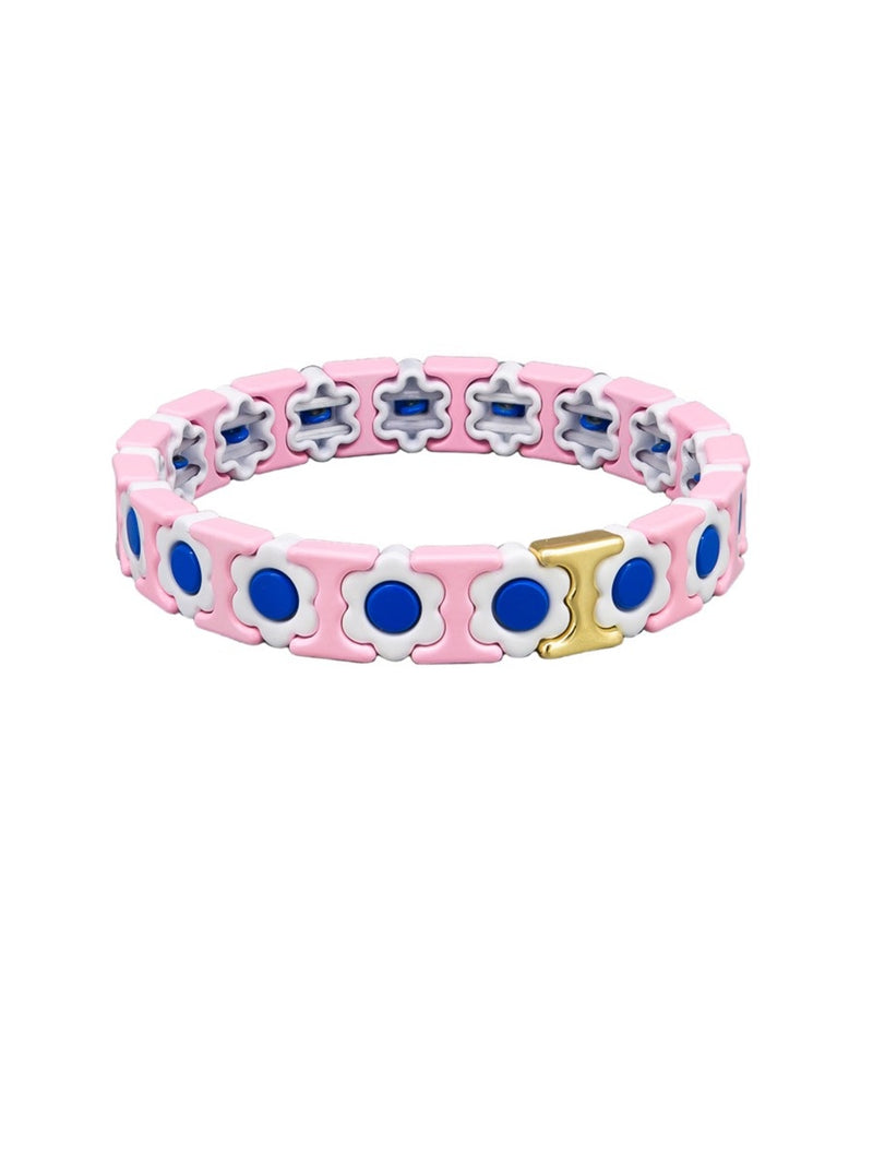 Pink Daisy Tile Bracelet