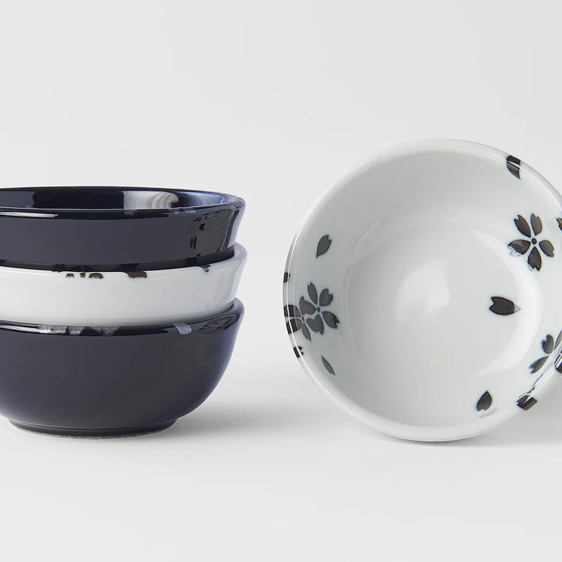 Black & White Sakura Sauce Dish Set