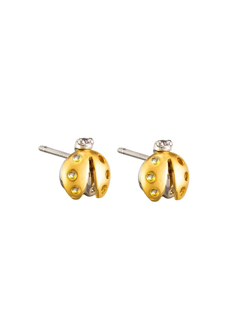 Gold Lady Bug Studs