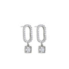 Silver Oval Crystal Earrings