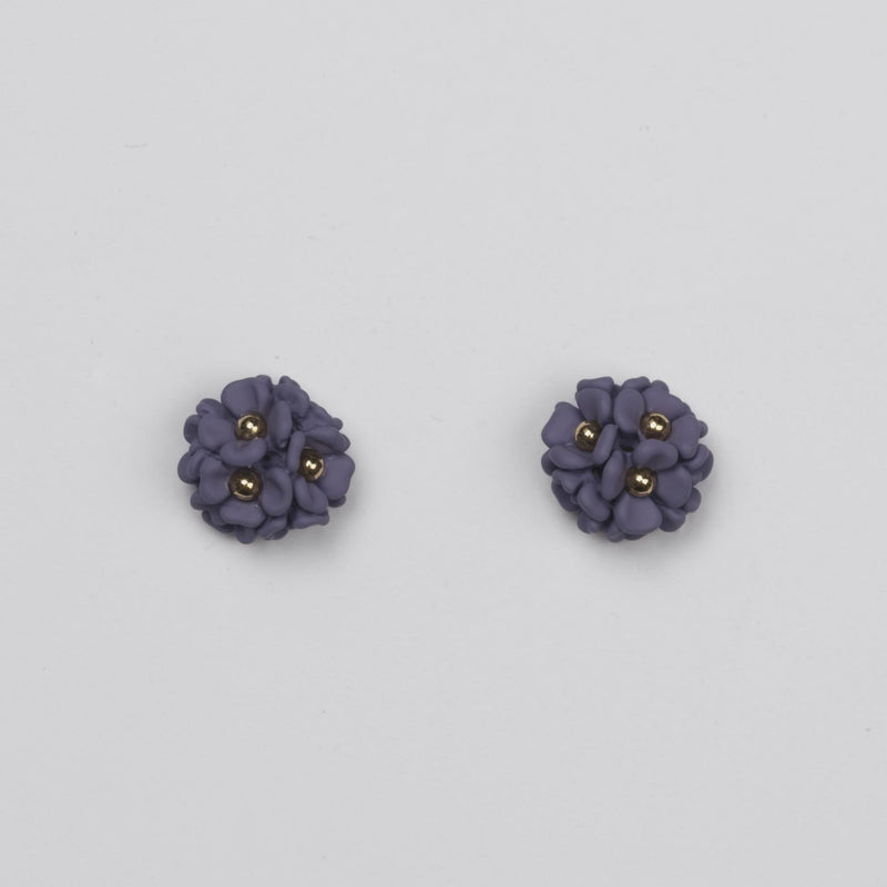 Mini Ball Flower Earrings - Purple