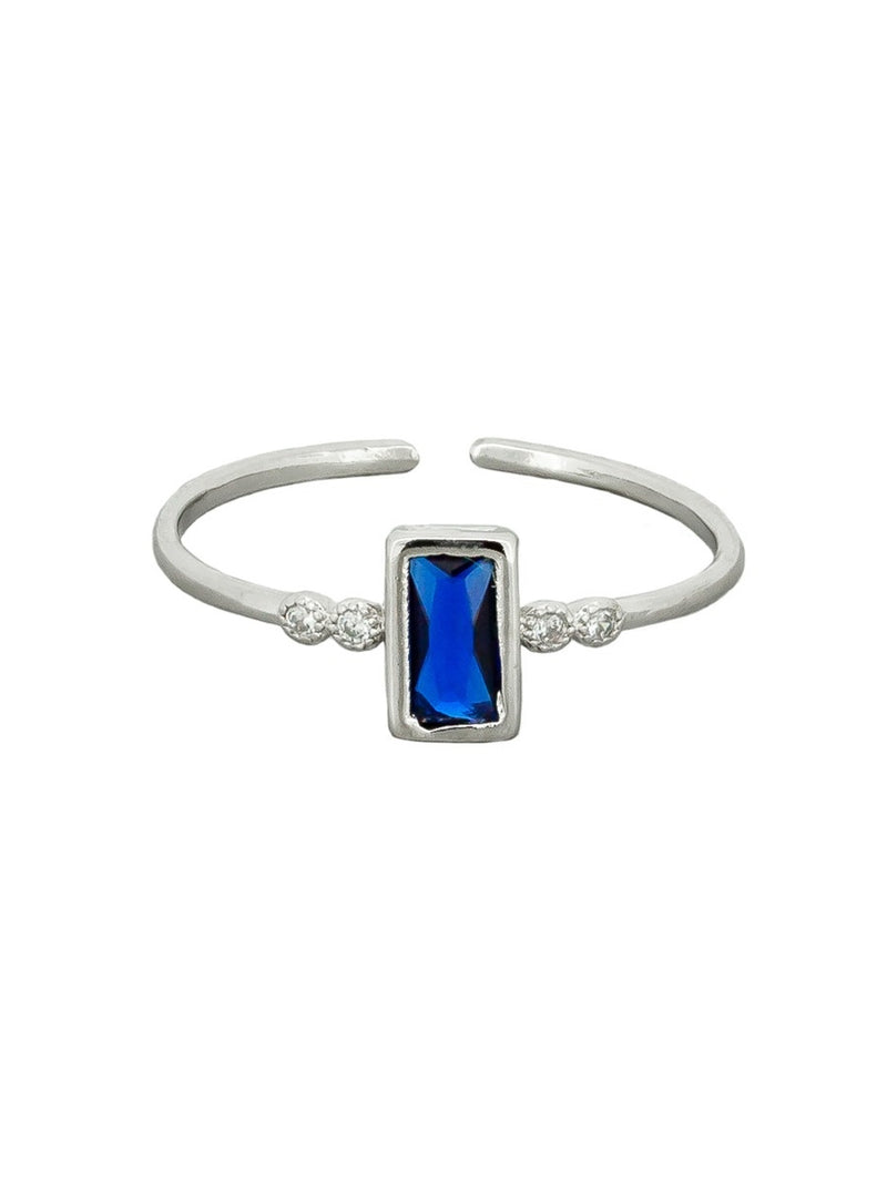 Silver Zoe Ring w Blue Crystal (SALE)